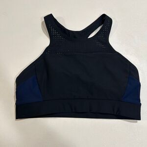 Athleta Black Navy Perforated High Neck Sports Bra Size Small